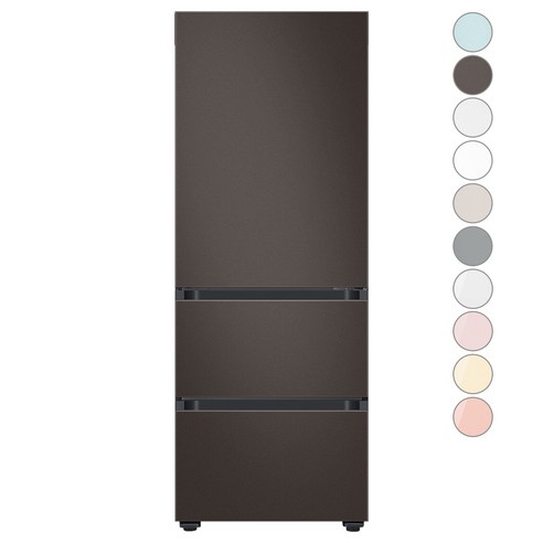 [색상선택형] 삼성전자 비스포크 김치플러스 3도어 키친핏 냉장고 313L 방문설치, 코타차콜+코타차콜, RQ33C74B1AP