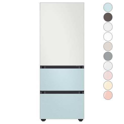 [색상선택형] 삼성전자 비스포크 김치플러스 3도어 키친핏 냉장고 313L 방문설치, 코타화이트+모닝블루, RQ33C74B1AP
