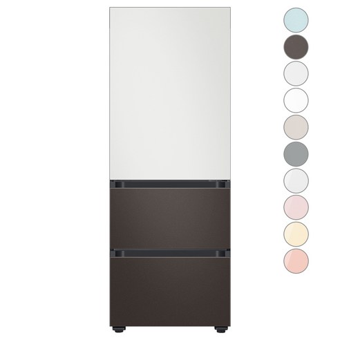 [색상선택형] 삼성전자 비스포크 김치플러스 3도어 키친핏 냉장고 313L 방문설치, 코타화이트+코타차콜, RQ33C74B1AP