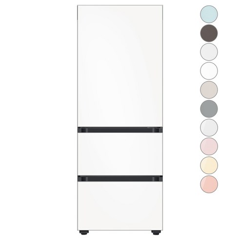[색상선택형] 삼성전자 비스포크 김치플러스 3도어 키친핏 냉장고 313L 방문설치, 새틴화이트+화이트, RQ33C74B1AP