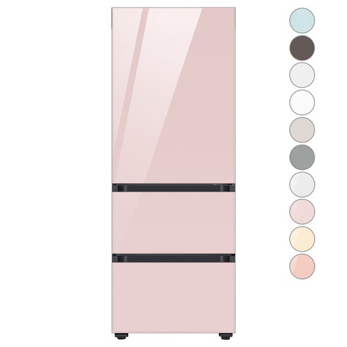 [색상선택형] 삼성전자 비스포크 김치플러스 3도어 키친핏 냉장고 313L 방문설치, 글램핑크+글램핑크, RQ33C74C3AP