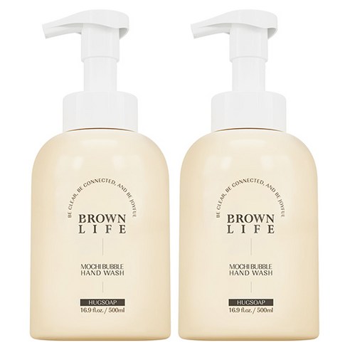 브라운 라이프 대용량 저자극 모찌버블 핸드워시 허그솝향, 500ml, 2개