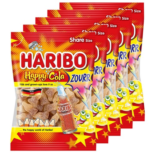 하리보 해피콜라 사우어 젤리, 200g, 5개