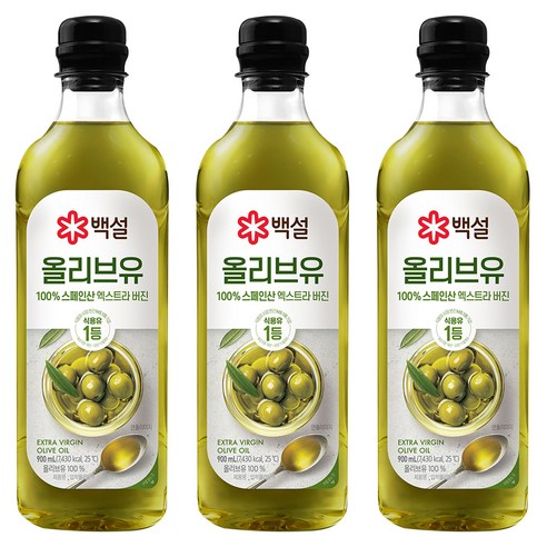 백설 압착올리브유, 900ml, 3개