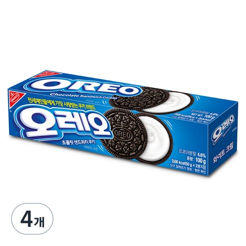 오레오 화이트 크림, 100g, 4개