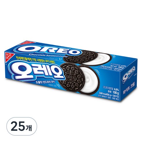 오레오 화이트 크림, 100g, 25개