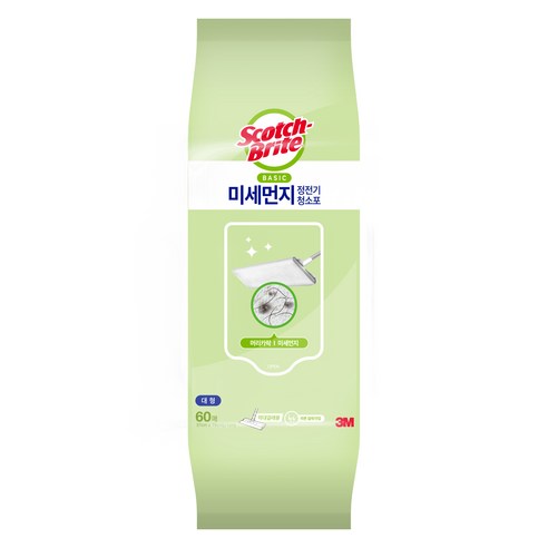 3M 베이직 미세먼지 정전기 청소포 대형 60매, 2개입