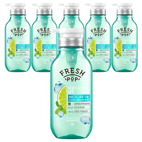 프레시팝 그린허브 레시피 두피 클렌징 샴푸 모히또, 500ml, 6개