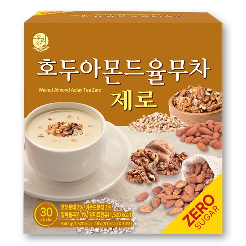 우리차 송원식품 호두아몬드 율무차 제로, 18g, 30개입, 1개