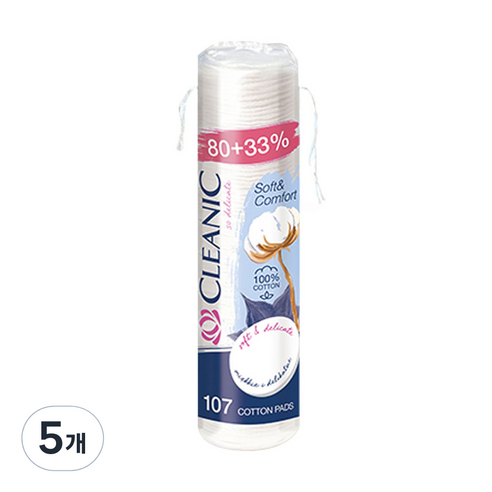 클레아닉 Pro Silk 소프트 앤 컴포트 화장솜, 107매입, 5개