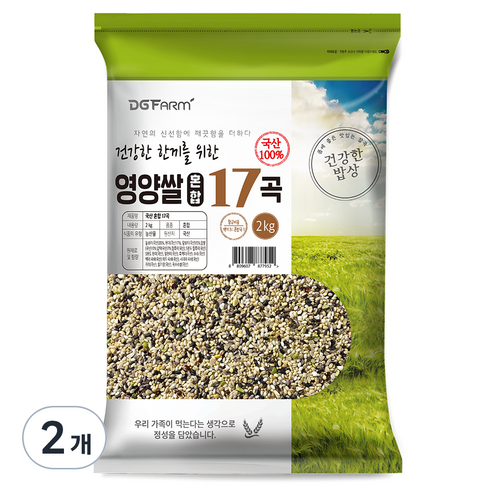 국산 혼합 17곡, 2kg, 2개
쌀/잡곡 국산 혼합 17곡, 2kg, 2개
쌀/잡곡
