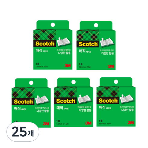 스카치 매직 셀로판 테이프 리필 18mm x 15m, 25개