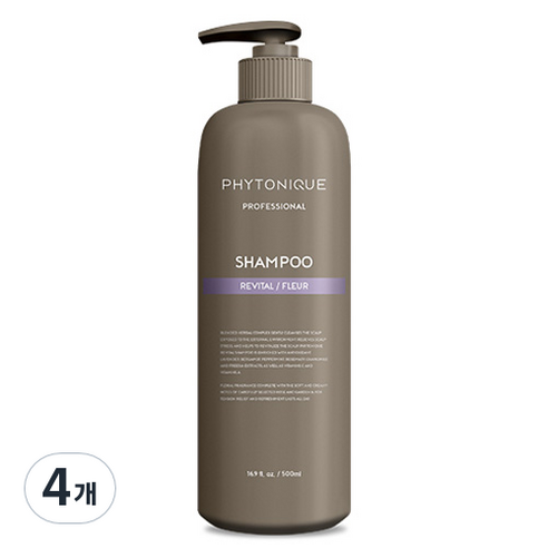 피토니끄 프로 리바이탈 두피케어 샴푸 플레르, 500ml, 4개