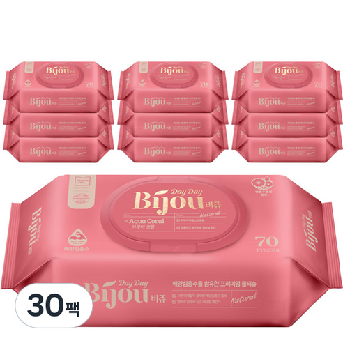 모나리자 데이데이비쥬 아쿠아코랄 아기물티슈 캡형 55gsm, 55g, 70매, 30개