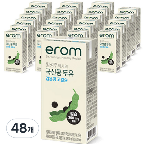 이롬 황성주 검은콩 고칼슘 두유, 190ml, 48개