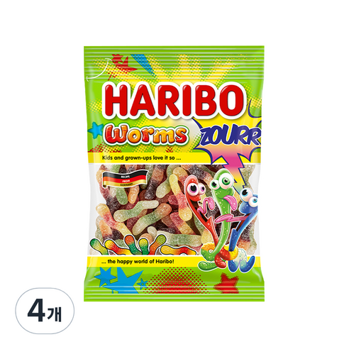 하리보 웜즈 사우어 젤리, 200g, 4개