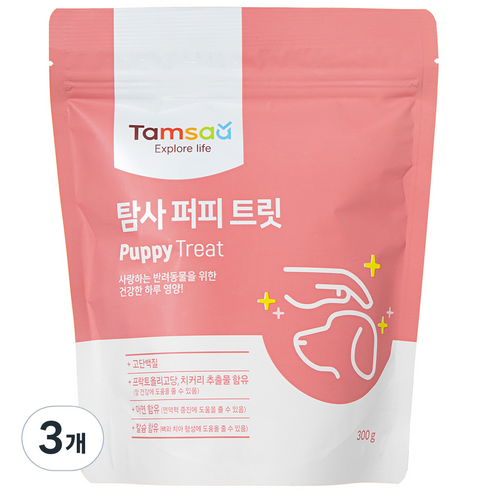 탐사 강아지 영양제 뉴트리션 트릿 퍼피 케어 300g, 퍼피케어, 혼합맛(쌀/귀리/연어/닭고기), 3개