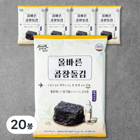김이가 올바른 조미구이 곱창돌김, 30g, 5개입, 4개