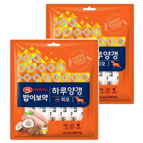 하림펫푸드 밥이보약 하루양갱 강아지 간식, 피모, 224g, 2개