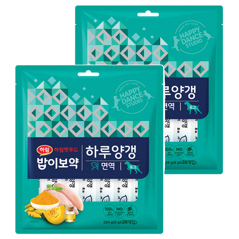하림펫푸드 밥이보약 하루양갱 강아지 간식, 면역, 224g, 2개