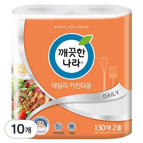 깨끗한나라 데일리 키친타올, 130매, 10개