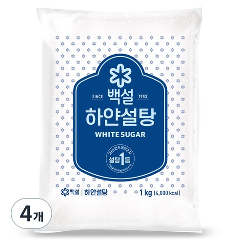 백설 하얀설탕, 1kg, 4개