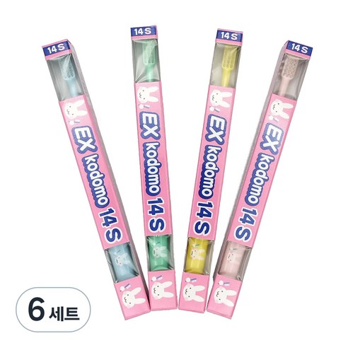 코도모 부모님지도용 어린이 칫솔 14S 4개입, 혼합색상, 6세트