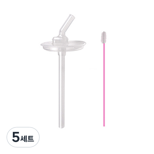 푸고빨대컵 호환 리필빨대 + 세척솔 세트, 5세트, 혼합색상