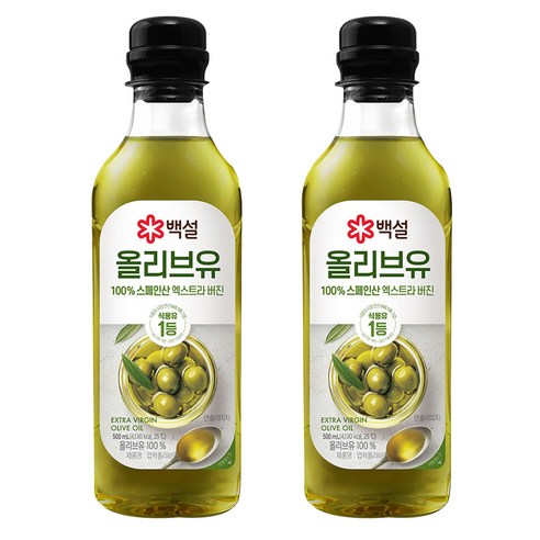 백설 압착올리브유, 2개, 500ml 올리브오일