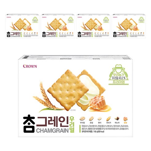 크라운 참그레인 우리밀, 192g, 5개