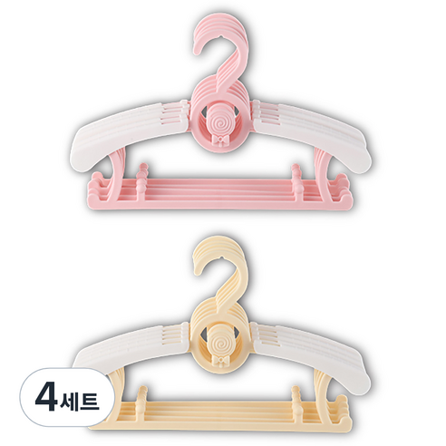 잇곰 미끄럼방지 아동용 옷걸이 2종 x 5p 세트, 옐로우, 핑크, 4세트