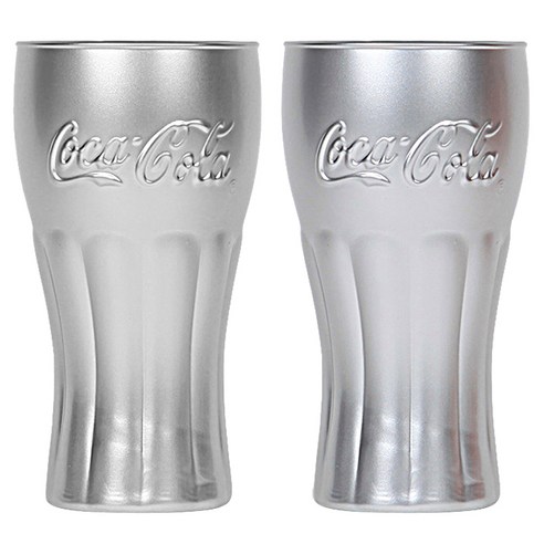 코카콜라 미러 텀블러 370ml, 실버, 2개입