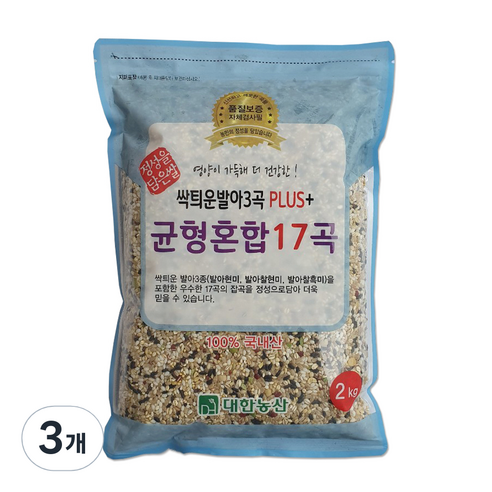 대한농산 싹틔운 발아3곡 플러스 균형혼합 17곡, 2kg, 3개