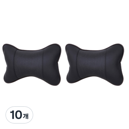 블럭마트 차량용 가죽 목베게 목쿠션 2p, 블랙, 10개
