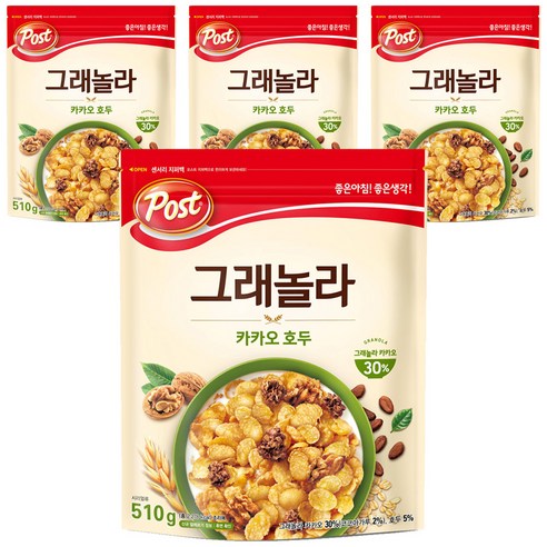 동서 포스트 카카오 호두 그래놀라, 510g, 4개