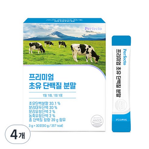 프리미엄 초유 단백질 분말 스틱, 90g, 4개