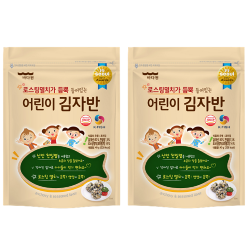 바다원 어린이 김자반, 오리지널, 40g, 2개