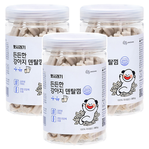 뽀시래기 든든한 강아지 덴탈껌, 우유, 300g, 3개