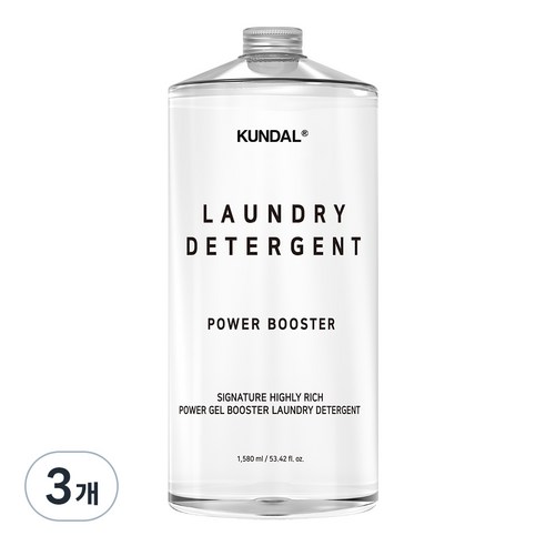 쿤달 초고농축 파워 겔 부스터 액상 세탁세제 본품, 1580ml, 3개