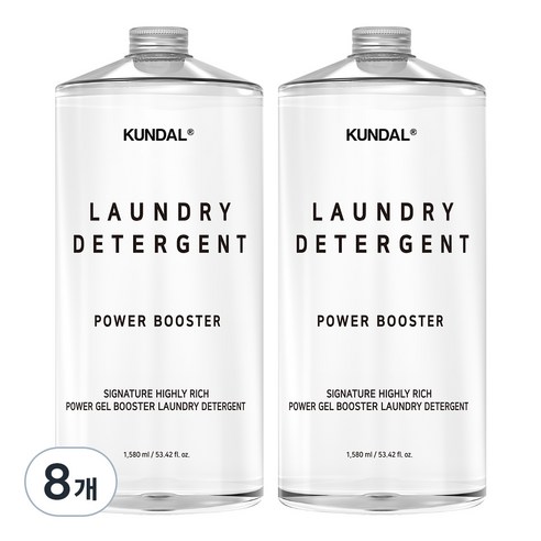 쿤달 초고농축 파워 겔 부스터 액상 세탁세제 본품, 1580ml, 8개