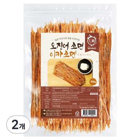 해야미 이카소멘 오징어소면, 100g, 2개