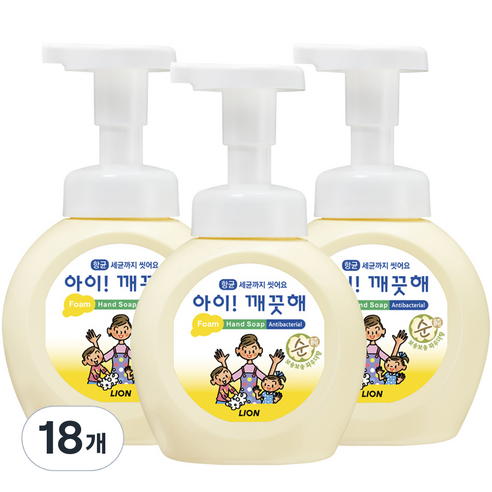 아이깨끗해 핸드워시 순 보송보송 파우더향, 250ml, 18개