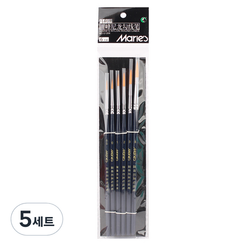 마리에스 시나아트 나일론 세필붓 6종 세트 G1206, 5세트, 00호, 0호, 1호, 2호, 3호, 4호