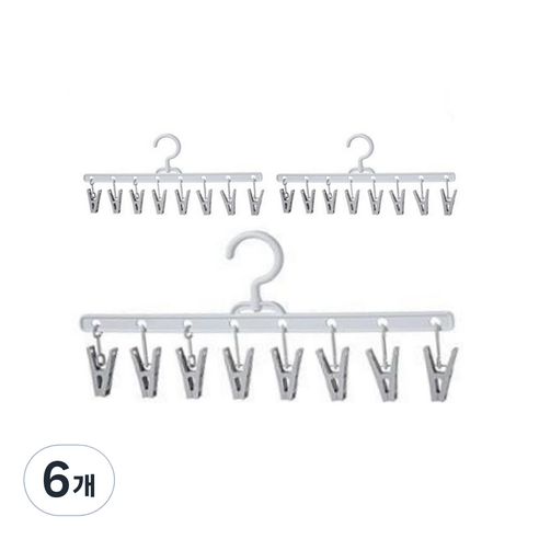 공간활용 모자 다용도 집게형 걸이, 그레이, 6개