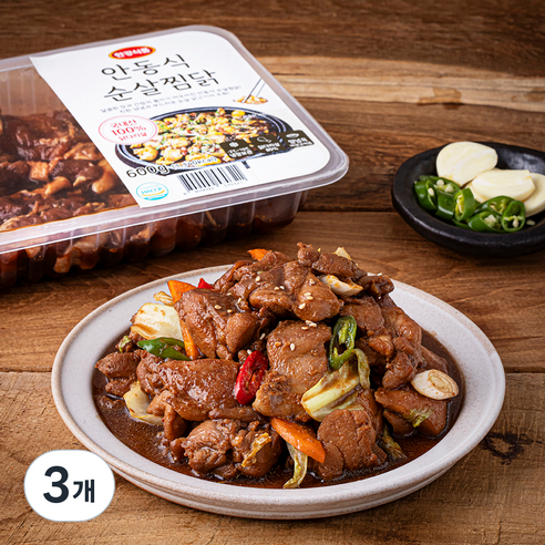 한강식품 안동식 순살 찜닭, 600g, 3개