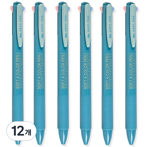 아이비스 소프트 4색 젤펜 0.5mm 12499, 민트, 12개