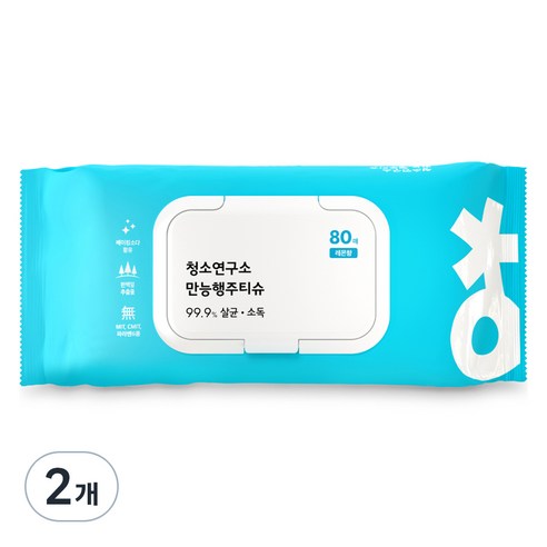 청소연구소 살균소독 만능 행주 티슈, 80개, 2개