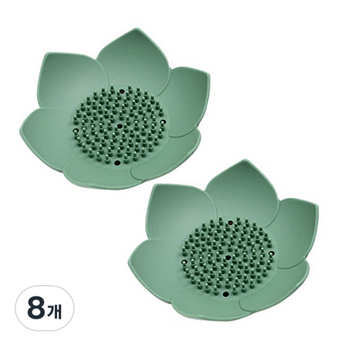 리버그린 플라워 실리콘 비누 받침, 카키, 8개