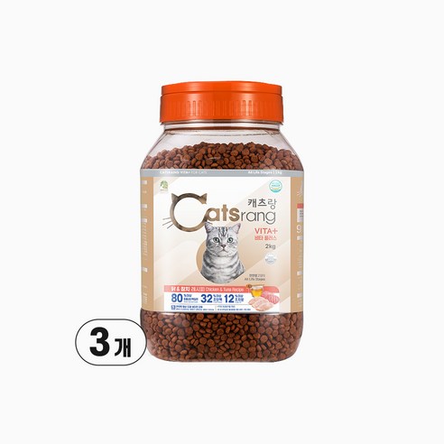 캐츠랑 전연령 고양이 비타플러스 건식사료, 생선, 2kg, 3개