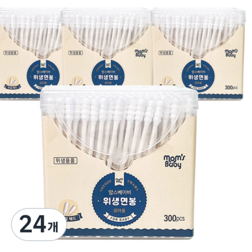 맘스베이비 유아용 위생면봉, 300개입, 24개